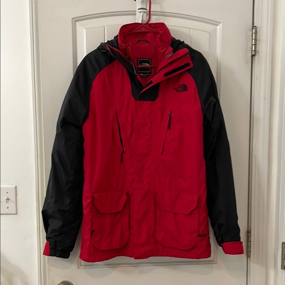 The North Face Red and Black Outdoor Jacket 2 coats in one men’s small - Picture 1 of 11
